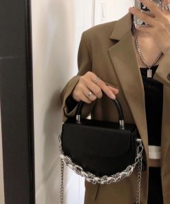 High-End Textured Chain Small Square Saddle Bag - 2025 Spring/Summer Fashion Crossbody Bag