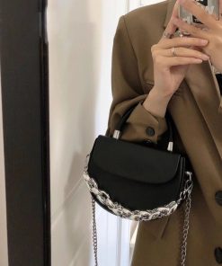 High-End Textured Chain Small Square Saddle Bag - 2025 Spring/Summer Fashion Crossbody Bag