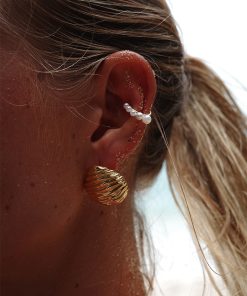 High-End Textured Shell Ear Clips - Luxury 925 Silver Studs for Versatile Temperament Jewelry Accessories