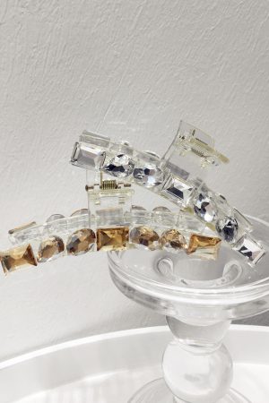High-End Transparent Diamond-Studded Large Shark Hair Clip for Ponytails - Sweet Temperament Hair Accessory 2025