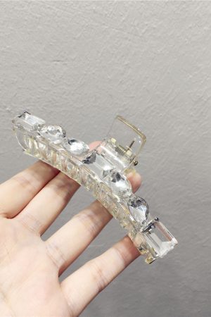 High-End Transparent Diamond-Studded Large Shark Hair Clip for Ponytails - Sweet Temperament Hair Accessory 2025