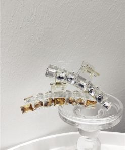 High-End Transparent Diamond-Studded Large Shark Hair Clip for Ponytails - Sweet Temperament Hair Accessory 2025