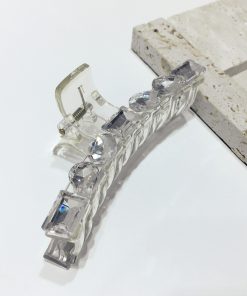 High-End Transparent Diamond-Studded Large Shark Hair Clip for Ponytails - Sweet Temperament Hair Accessory 2025