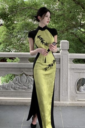High-End Vintage Bodycon Cheongsam Dress 2025 - Summer Jacquard Embroidery, Slim-Fit Chinese Style Long Dress