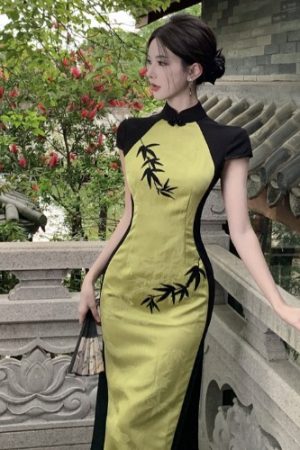 High-End Vintage Bodycon Cheongsam Dress 2025 - Summer Jacquard Embroidery, Slim-Fit Chinese Style Long Dress