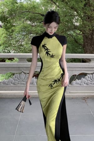 High-End Vintage Bodycon Cheongsam Dress 2025 - Summer Jacquard Embroidery, Slim-Fit Chinese Style Long Dress