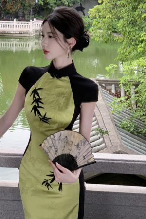 High-End Vintage Bodycon Cheongsam Dress 2025 - Summer Jacquard Embroidery, Slim-Fit Chinese Style Long Dress