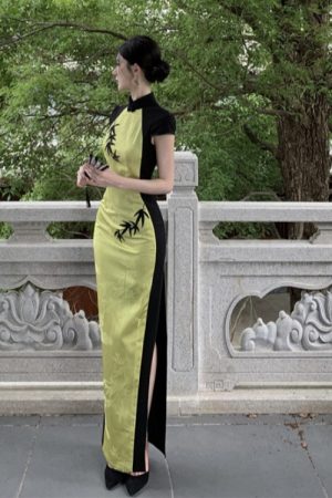 High-End Vintage Bodycon Cheongsam Dress 2025 - Summer Jacquard Embroidery, Slim-Fit Chinese Style Long Dress