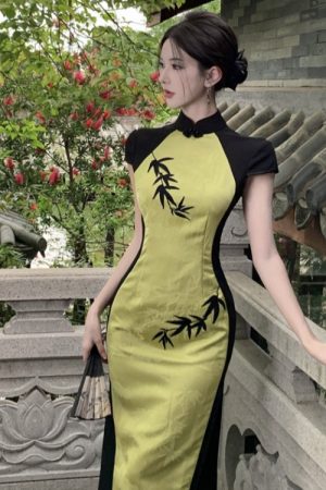 High-End Vintage Bodycon Cheongsam Dress 2025 - Summer Jacquard Embroidery, Slim-Fit Chinese Style Long Dress