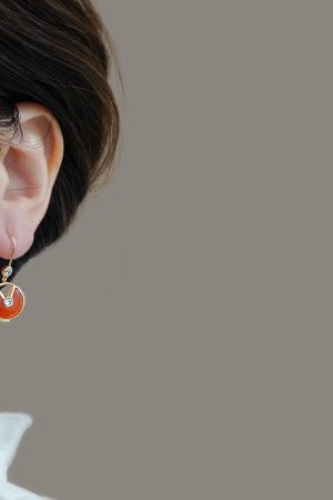 High-End Vintage Style Red Agate Ingot Earrings - Unique Design for Autumn and Winter 2025 Fashion
