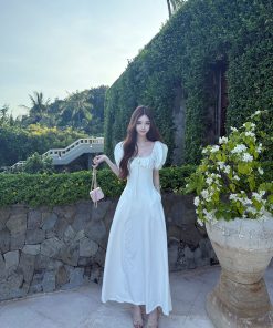 High-End Waist-Defined Lace Princess Sleeve Long Dress for Women - Summer Boho Fashion, Free Spirit Style