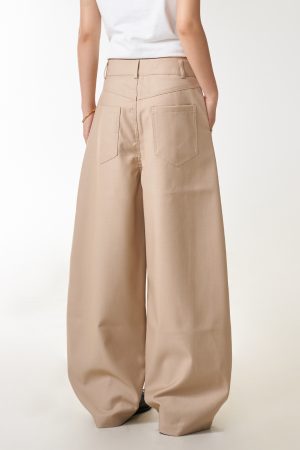 High-End Women's Buttoned Curved Blade Trousers, Loose American Commuter Wide-Leg Pants for Casual Y2K & Versatile Style