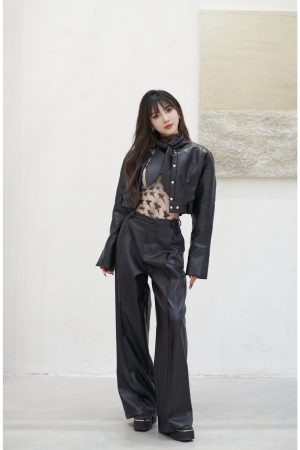 High-End Women's Leather Motorcycle Jacket - Stylish Outerwear, Trendy Fashion for Women