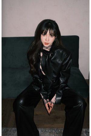 High-End Women's Leather Motorcycle Jacket - Stylish Outerwear, Trendy Fashion for Women