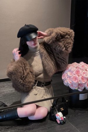 High-End Women's Short Fox Fur Woven Leather Coat - Stylish Thick Winter Jacket for Chic Fashion Lovers