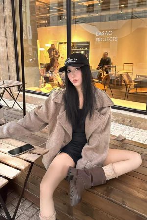 High-End Wool Coat for Women - Pumpkin Winter Ode Waist-Cinched Short Double-Faced Jacket in Korean Style