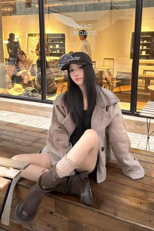 High-End Wool Coat for Women - Pumpkin Winter Ode Waist-Cinched Short Double-Faced Jacket in Korean Style