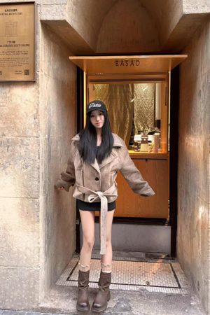 High-End Wool Coat for Women - Pumpkin Winter Ode Waist-Cinched Short Double-Faced Jacket in Korean Style