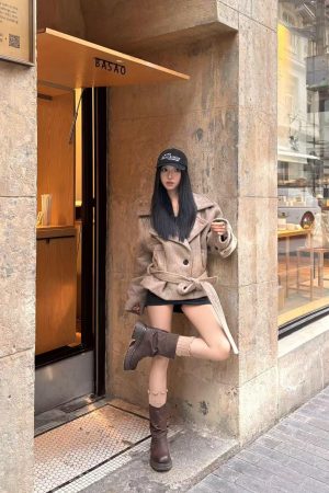 High-End Wool Coat for Women - Pumpkin Winter Ode Waist-Cinched Short Double-Faced Jacket in Korean Style