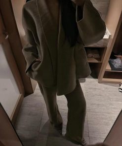 High-End Woolen Cape Coat for Women - Loose Double-Sided Cardigan in Pumpkin - Korean Style Autumn/Winter Outerwear