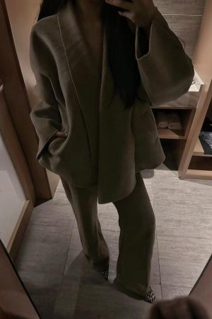 High-End Woolen Cape Coat for Women - Loose Double-Sided Cardigan in Pumpkin - Korean Style Autumn/Winter Outerwear