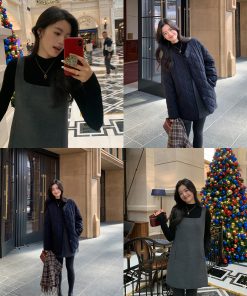 High-End Woolen Sleeveless Vest Dress for Women - Elegant Layered Autumn Winter Style