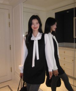 High-End Woolen Sleeveless Vest Dress for Women - Elegant Layered Autumn Winter Style