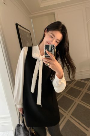 High-End Woolen Sleeveless Vest Dress for Women - Elegant Layered Autumn Winter Style