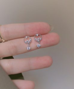 High-End Zircon Ear Studs - French Light Luxury Minimalist Trendy Earrings, 2025 Niche Style