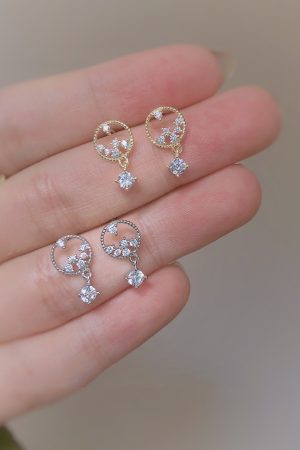 High-End Zircon Ear Studs - French Light Luxury Minimalist Trendy Earrings, 2025 Niche Style