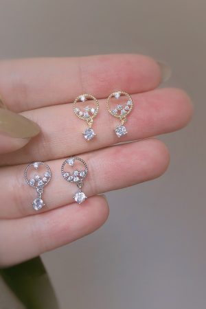 High-End Zircon Ear Studs - French Light Luxury Minimalist Trendy Earrings, 2025 Niche Style