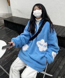 High Neck Loose Cloud Lamb Fleece Coat - Thick Versatile Sweatshirt in Japanese and Korean Style Trend