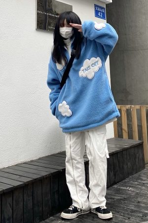 High Neck Loose Cloud Lamb Fleece Coat - Thick Versatile Sweatshirt in Japanese and Korean Style Trend