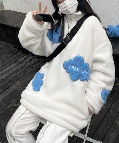 High Neck Loose Cloud Lamb Fleece Coat - Thick Versatile Sweatshirt in Japanese and Korean Style Trend