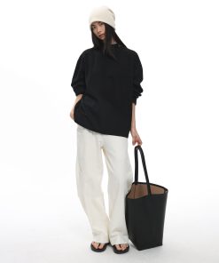 High Neck Waffle Long Sleeve Top - Roaring Beast Design, Fall/Winter 2025, Trendy 90s Inspired Fashion