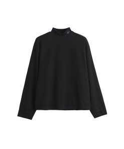 High Neck Waffle Long Sleeve Top - Roaring Beast Design, Fall/Winter 2025, Trendy 90s Inspired Fashion