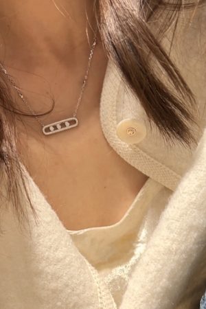 High-Quality 925 Sterling Silver Full Diamond Rolling Paperclip Necklace for Women, White Gold Plated, Light Luxury Jewelry