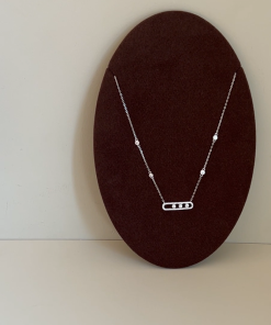 High-Quality 925 Sterling Silver Full Diamond Rolling Paperclip Necklace for Women, White Gold Plated, Light Luxury Jewelry