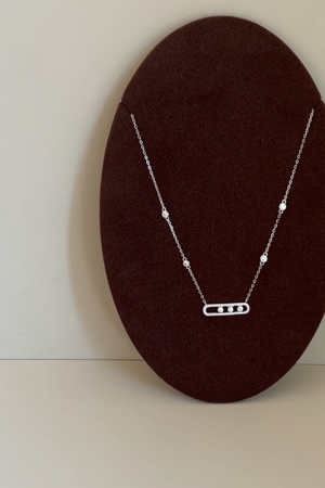 High-Quality 925 Sterling Silver Full Diamond Rolling Paperclip Necklace for Women, White Gold Plated, Light Luxury Jewelry