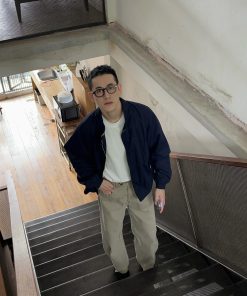 High-Quality Dark Blue Korean Style Stand Collar Jacket Windbreaker Men's Flight Suit for Spring Workwear