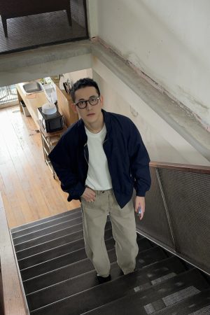 High-Quality Dark Blue Korean Style Stand Collar Jacket Windbreaker Men's Flight Suit for Spring Workwear