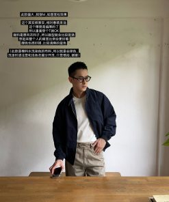 High-Quality Dark Blue Korean Style Stand Collar Jacket Windbreaker Men's Flight Suit for Spring Workwear