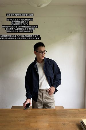 High-Quality Dark Blue Korean Style Stand Collar Jacket Windbreaker Men's Flight Suit for Spring Workwear