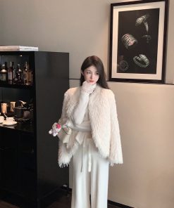 High-Quality Eco-Friendly White Feather Fur Short Coat for Women - Designer Style Outerwear