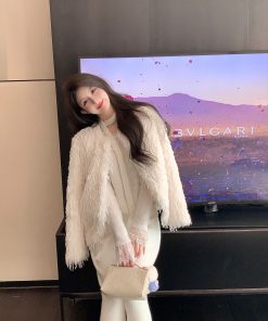 High-Quality Eco-Friendly White Feather Fur Short Coat for Women - Designer Style Outerwear