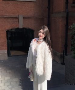 High-Quality Eco-Friendly White Feather Fur Short Coat for Women - Designer Style Outerwear