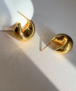 High-Quality Gold Minimalist Water Drop 925 Silver Needle Earrings - Exquisite Light Luxury Versatile Fashion for Women