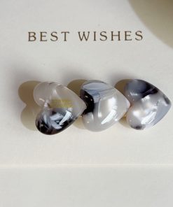 High-Quality Korean Love Heart Acetate Hairpin - Exquisite Gold Label Duckbill Side Clip for Stylish Bangs