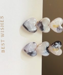 High-Quality Korean Love Heart Acetate Hairpin - Exquisite Gold Label Duckbill Side Clip for Stylish Bangs