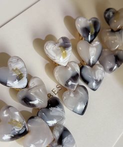 High-Quality Korean Love Heart Acetate Hairpin - Exquisite Gold Label Duckbill Side Clip for Stylish Bangs